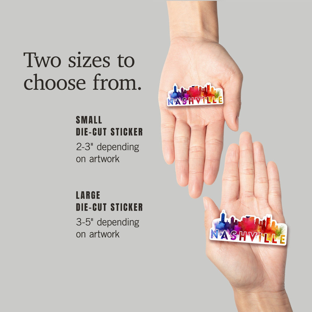 Nashville, Tennessee, Abstract Skyline, Contour, Lantern Press Artwork, Vinyl Sticker Sticker Lantern Press