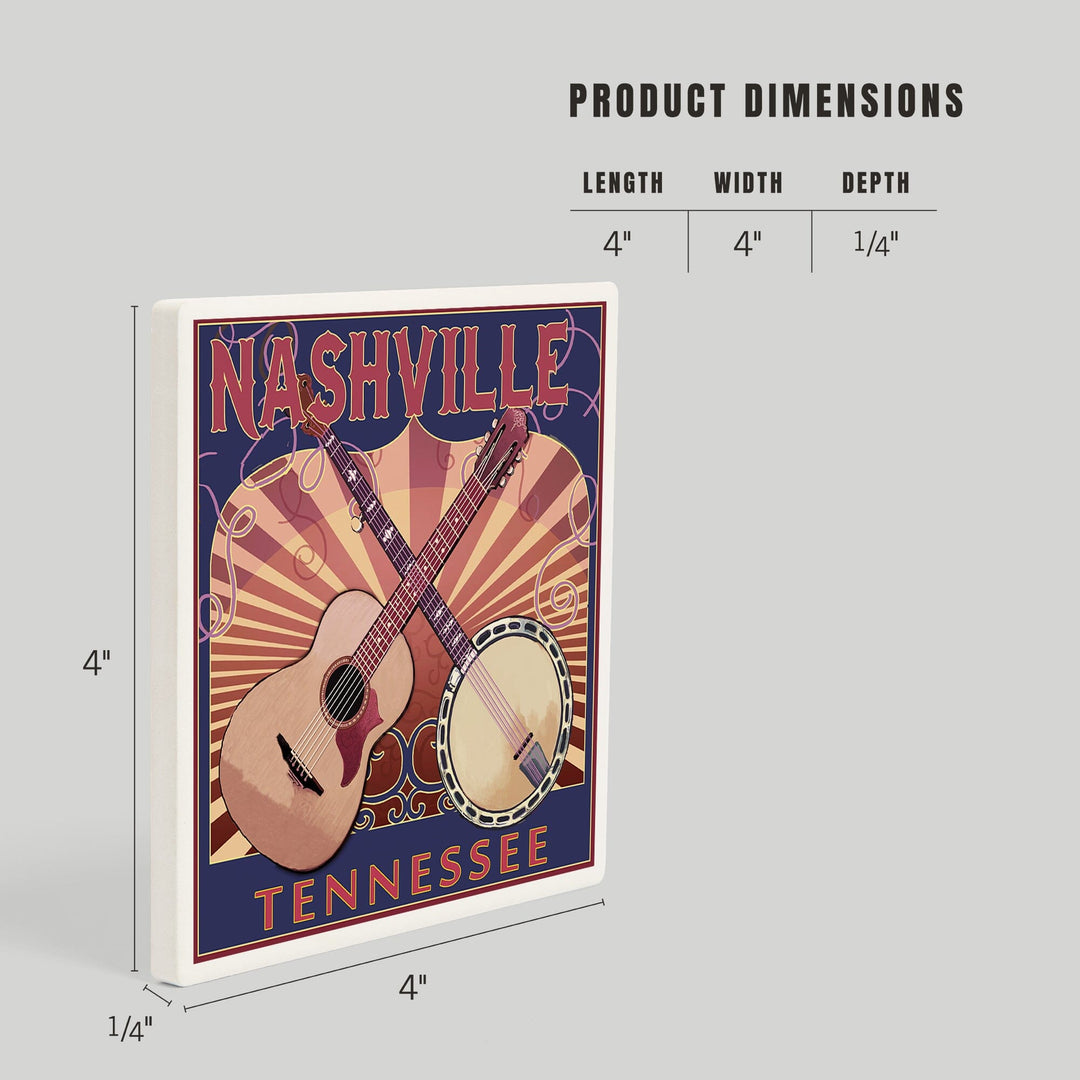 Nashville, Tennessee, Guitar and Banjo Music, Coasters Coasters Lantern Press