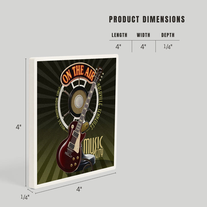 Nashville, Tennessee, Guitar and Microphone, Coasters Coasters Lantern Press