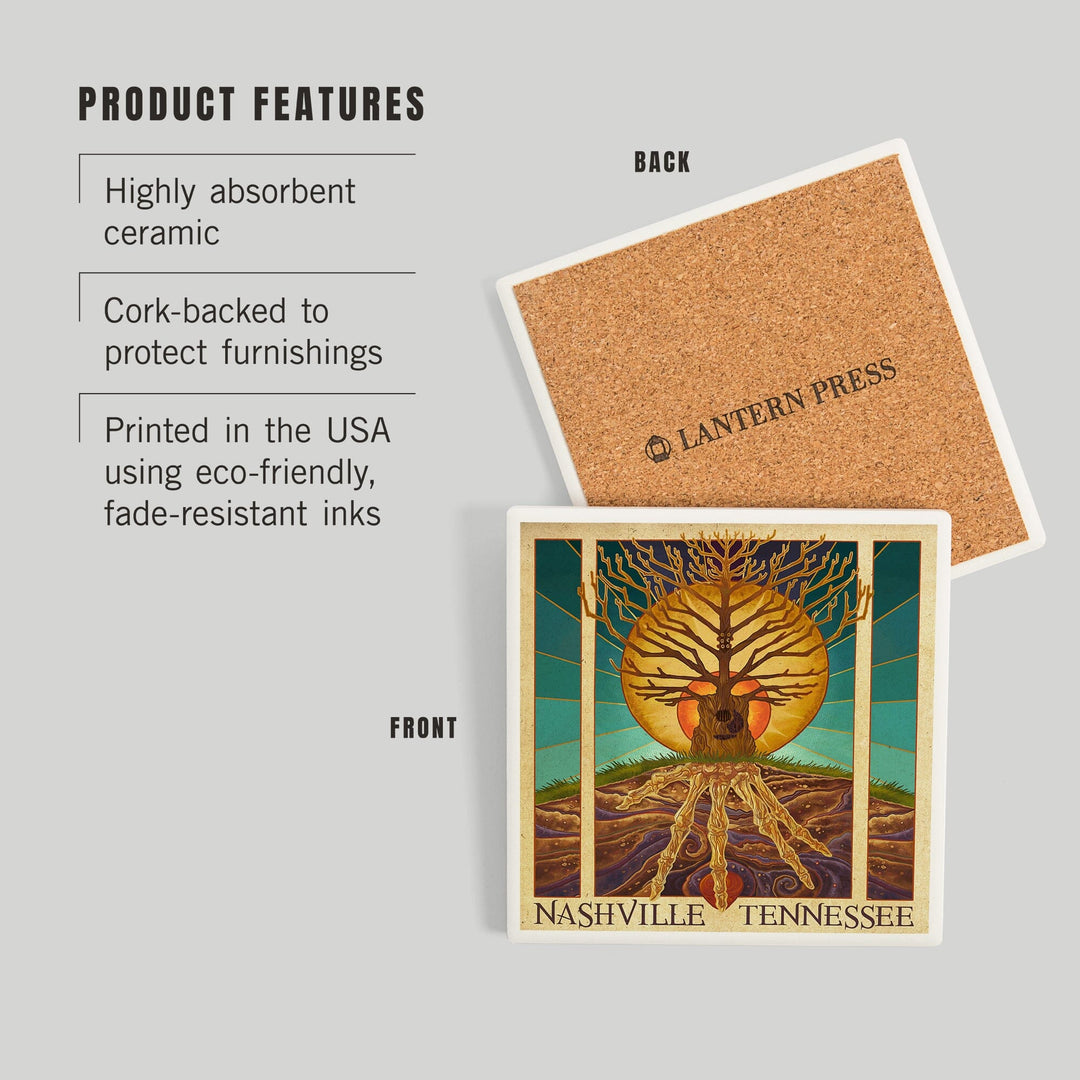 Nashville, Tennessee, Guitar Tree, Coasters Coasters Lantern Press