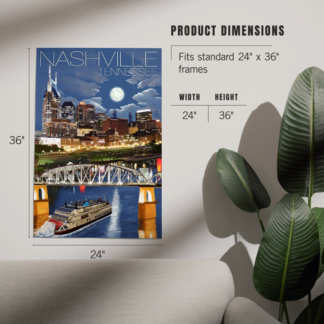 Nashville, Tennessee, Nashville at Night, Art & Giclee Prints Art Lantern Press