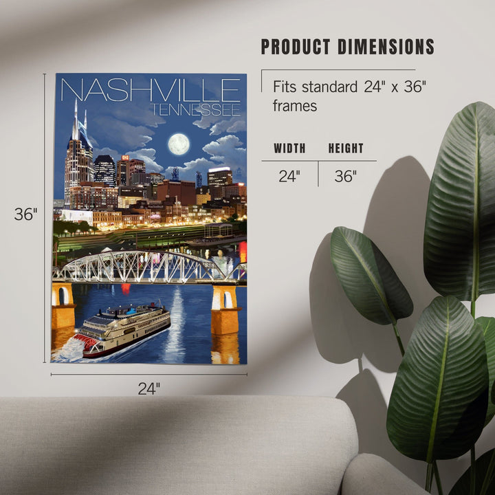 Nashville, Tennessee, Nashville at Night, Art & Giclee Prints Art Lantern Press