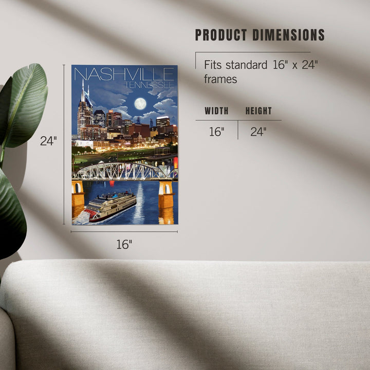 Nashville, Tennessee, Nashville at Night, Art & Giclee Prints Art Lantern Press