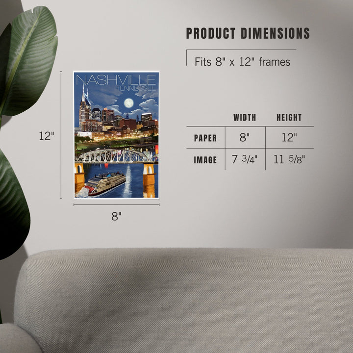 Nashville, Tennessee, Nashville at Night, Art & Giclee Prints Art Lantern Press