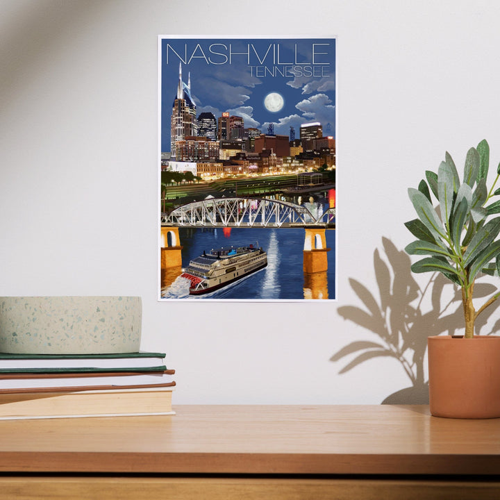 Nashville, Tennessee, Nashville at Night, Art & Giclee Prints Art Lantern Press
