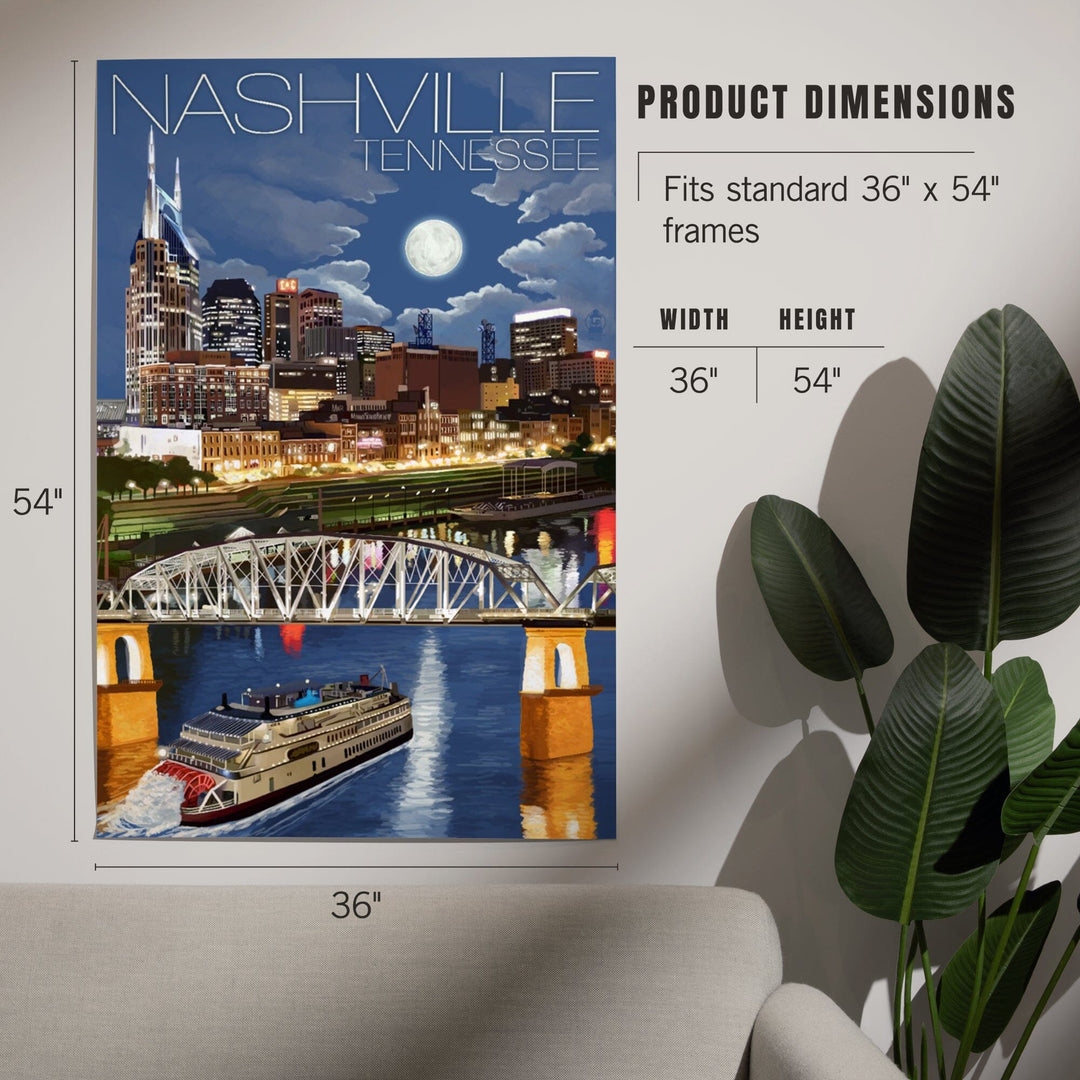 Nashville, Tennessee, Nashville at Night, Art & Giclee Prints Art Lantern Press