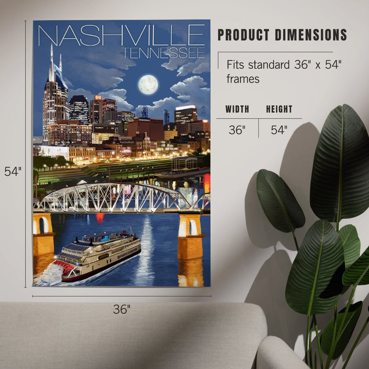 Nashville, Tennessee, Nashville at Night, Art & Giclee Prints Art Lantern Press