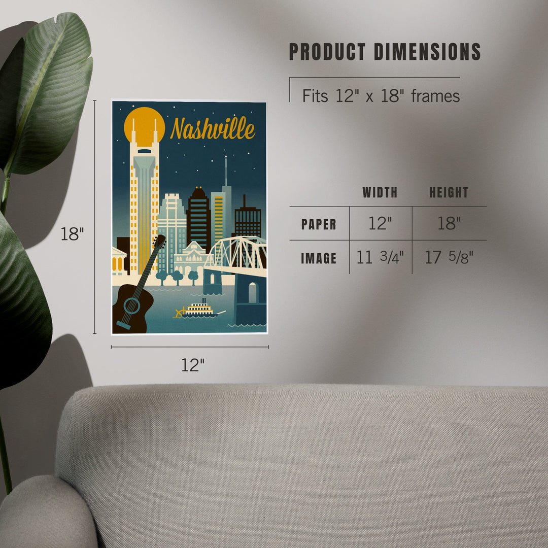 Nashville, Tennessee, Retro Skyline Classic Series, Art & Giclee Prints Art Lantern Press