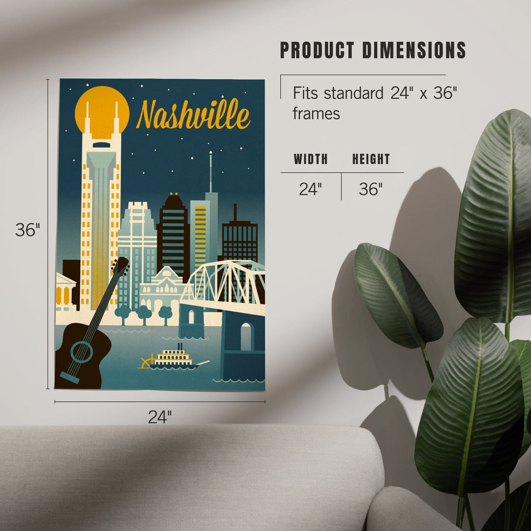 Nashville, Tennessee, Retro Skyline Classic Series, Art & Giclee Prints Art Lantern Press