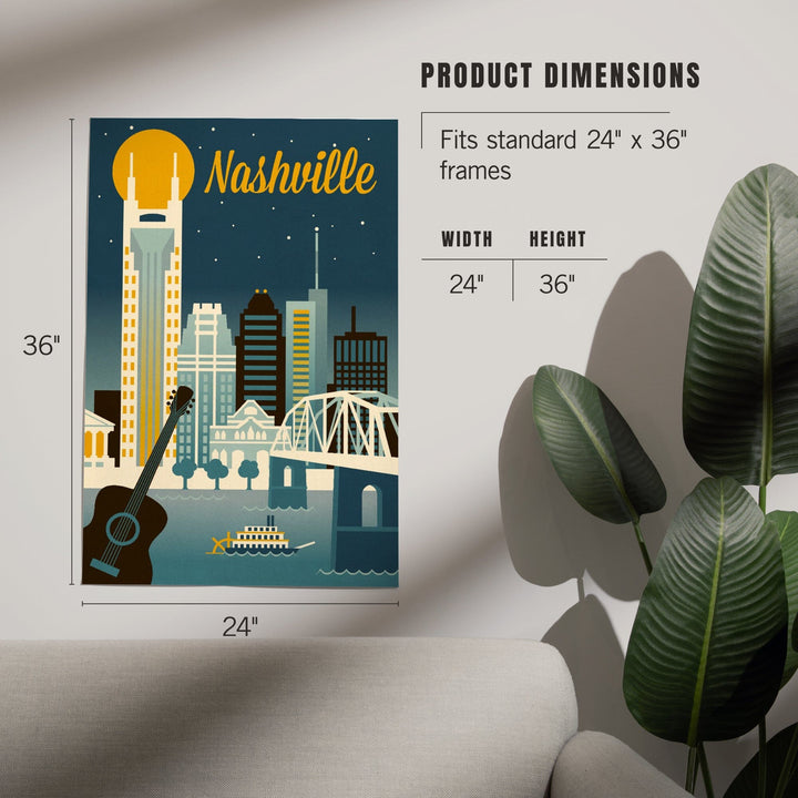 Nashville, Tennessee, Retro Skyline Classic Series, Art & Giclee Prints Art Lantern Press