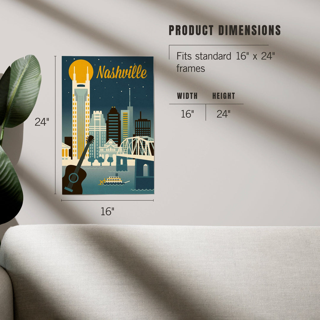 Nashville, Tennessee, Retro Skyline Classic Series, Art & Giclee Prints Art Lantern Press