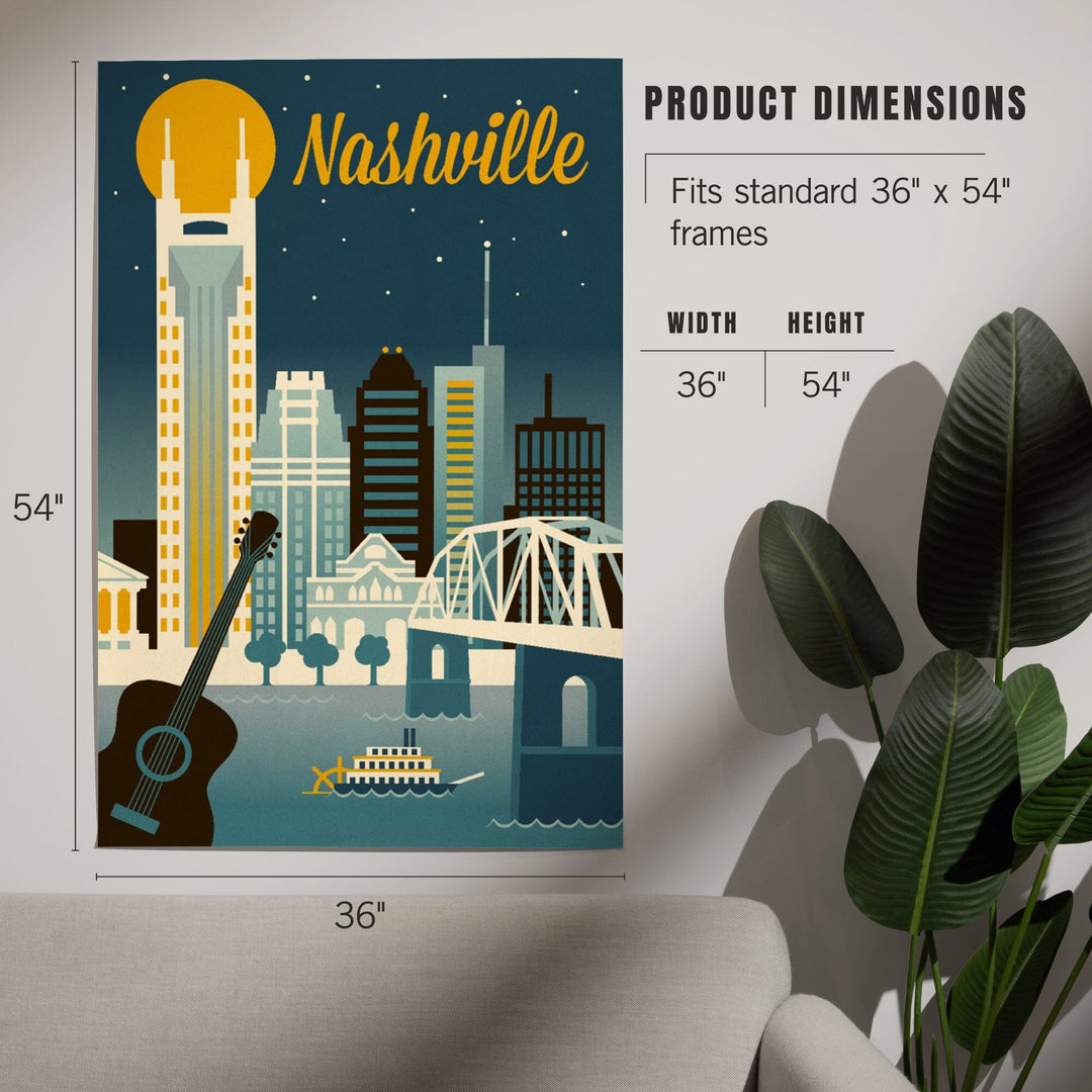 Nashville, Tennessee, Retro Skyline Classic Series, Art & Giclee Prints Art Lantern Press