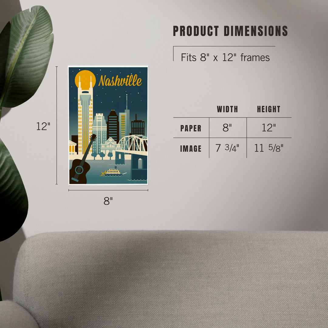 Nashville, Tennessee, Retro Skyline Classic Series, Art & Giclee Prints Art Lantern Press
