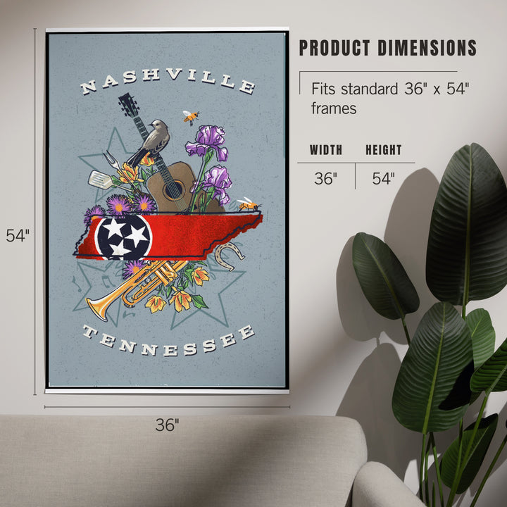 Nashville, Tennessee, State Treasure Trove, Art & Giclee Prints Art Lantern Press