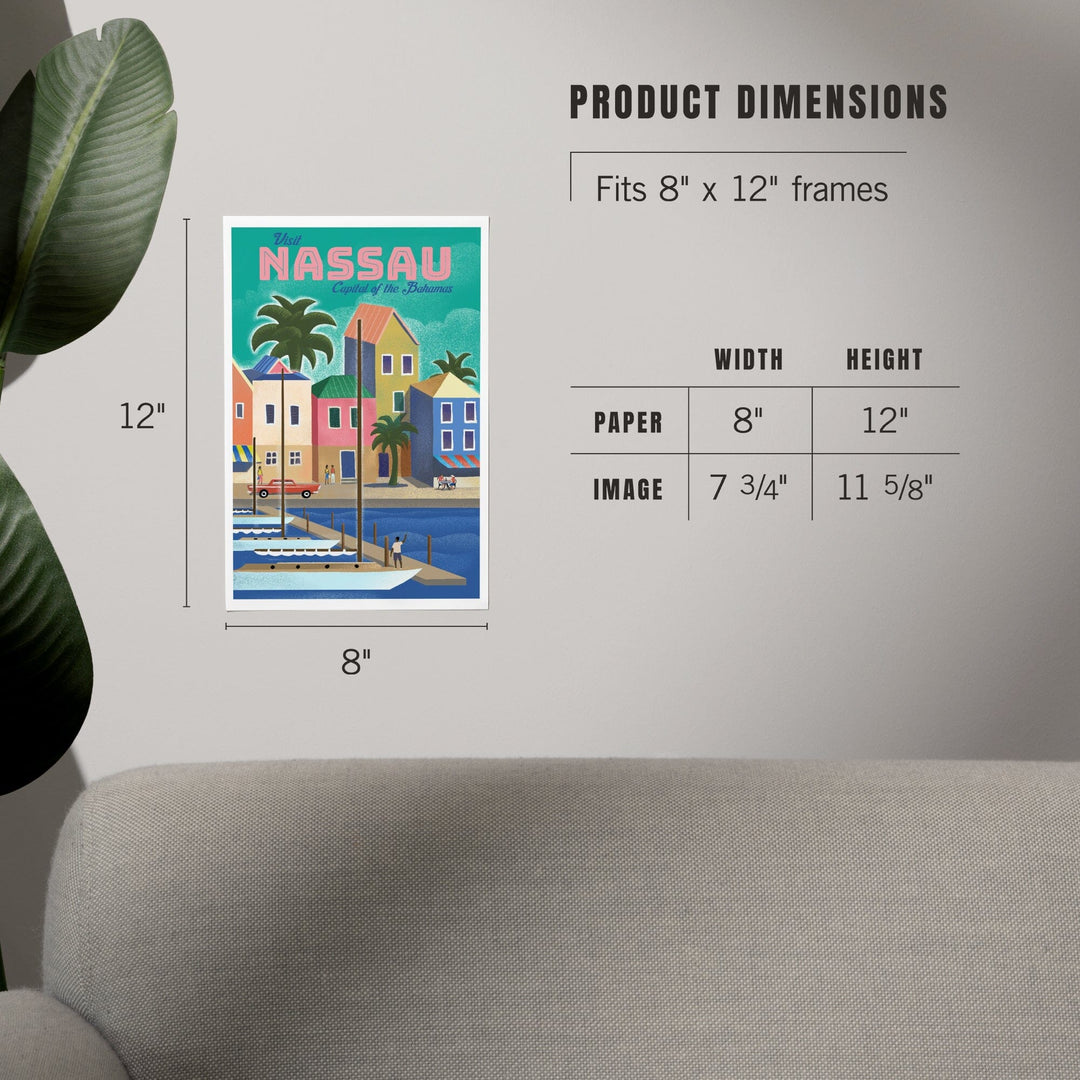 Nassau, Bahamas, Waterside Dock, Lithograph, Art & Giclee Prints Art Lantern Press