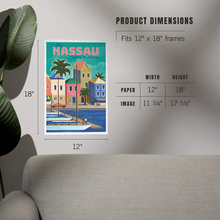 Nassau, Bahamas, Waterside Dock, Lithograph, Art & Giclee Prints Art Lantern Press