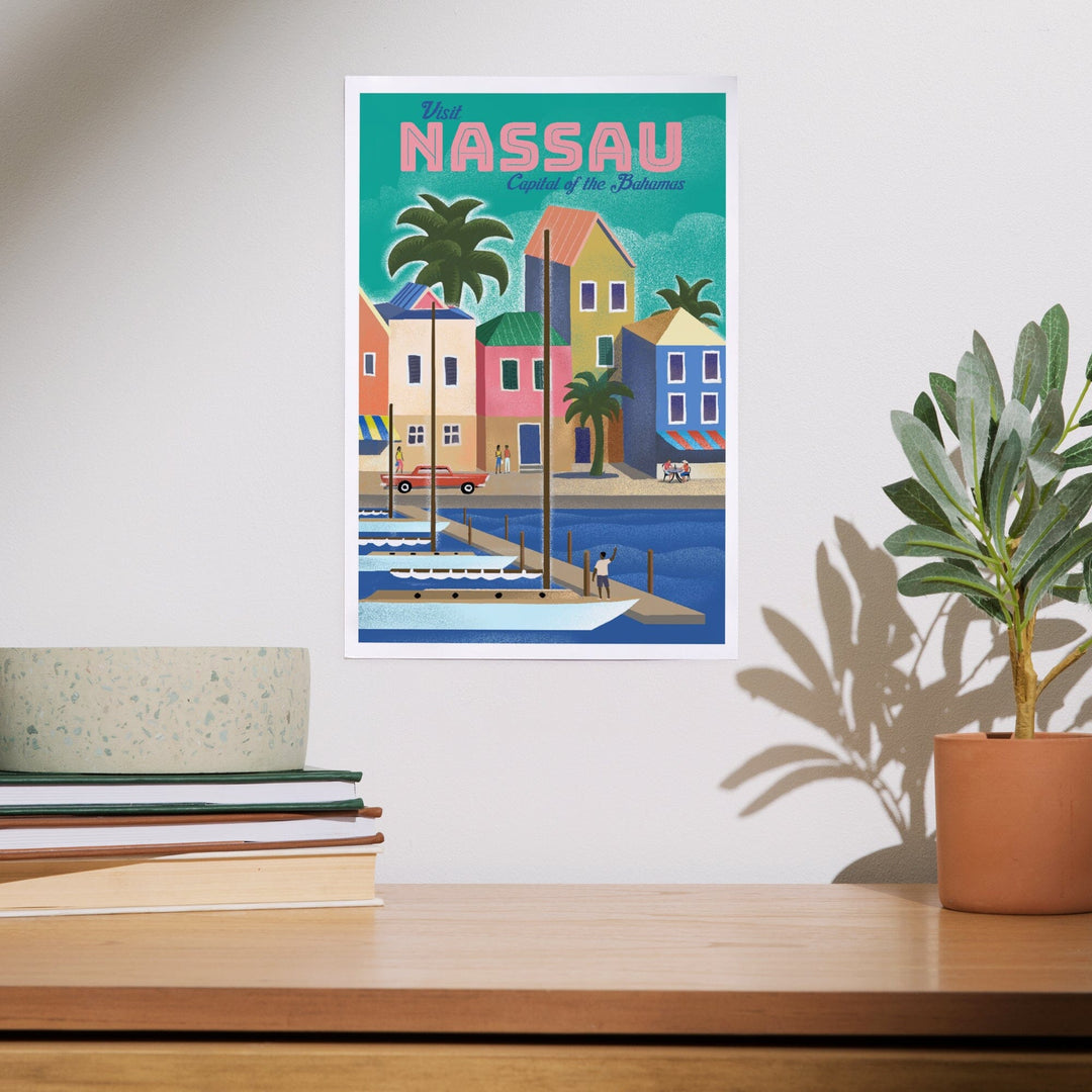 Nassau, Bahamas, Waterside Dock, Lithograph, Art & Giclee Prints Art Lantern Press