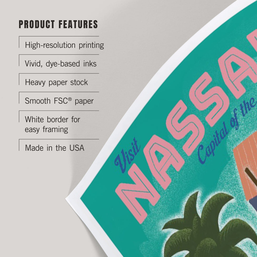 Nassau, Bahamas, Waterside Dock, Lithograph, Art & Giclee Prints Art Lantern Press