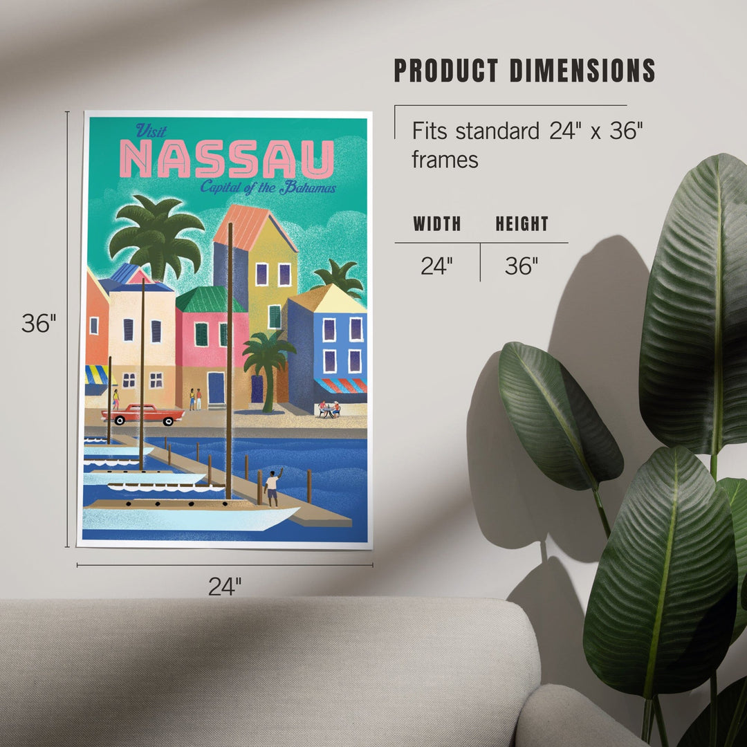 Nassau, Bahamas, Waterside Dock, Lithograph, Art & Giclee Prints Art Lantern Press