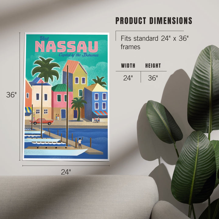 Nassau, Bahamas, Waterside Dock, Lithograph, Art & Giclee Prints Art Lantern Press