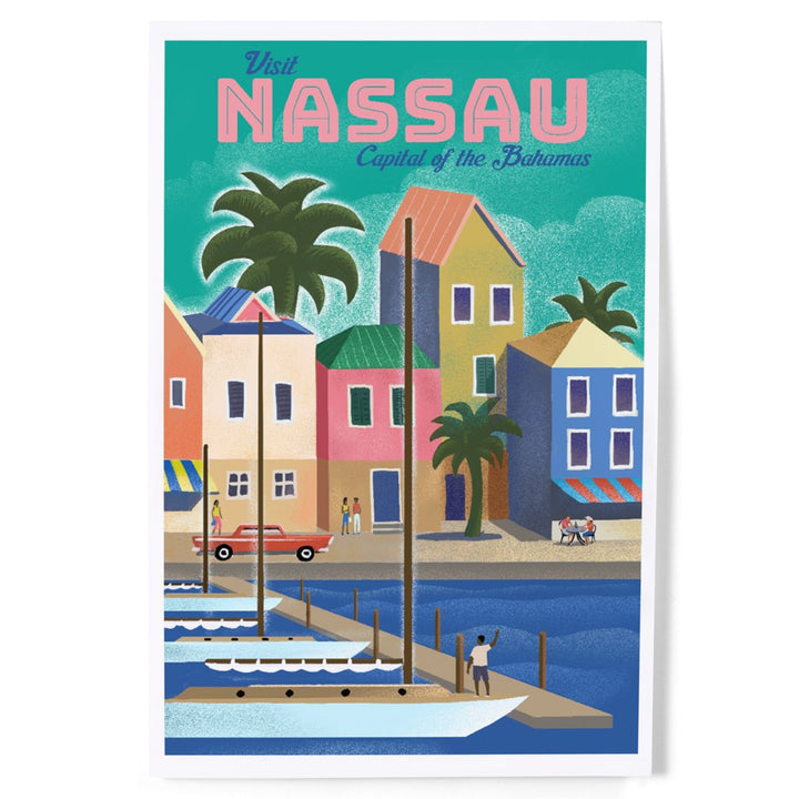 Nassau, Bahamas, Waterside Dock, Lithograph, Art & Giclee Prints Art Lantern Press