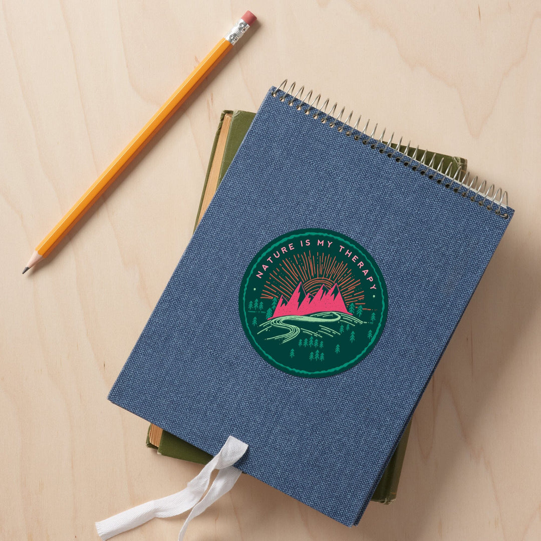 Nature Is My Therapy, Green & Pink on Green, Lantern Press Artwork, Vinyl Sticker Sticker Lantern Press