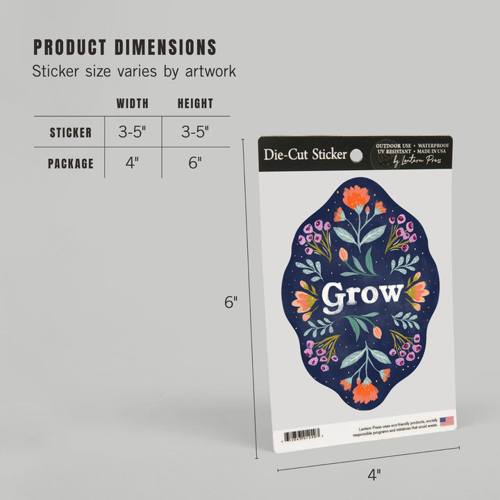 Nature's Beauty Series, Grow Mirrored Flowers, Contour, Vinyl Sticker Sticker Lantern Press