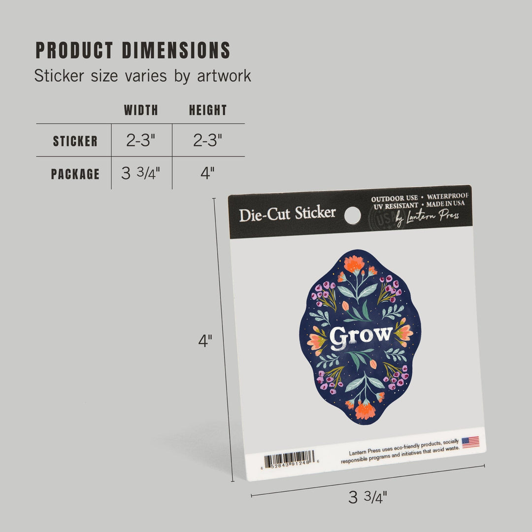 Nature's Beauty Series, Grow Mirrored Flowers, Contour, Vinyl Sticker Sticker Lantern Press
