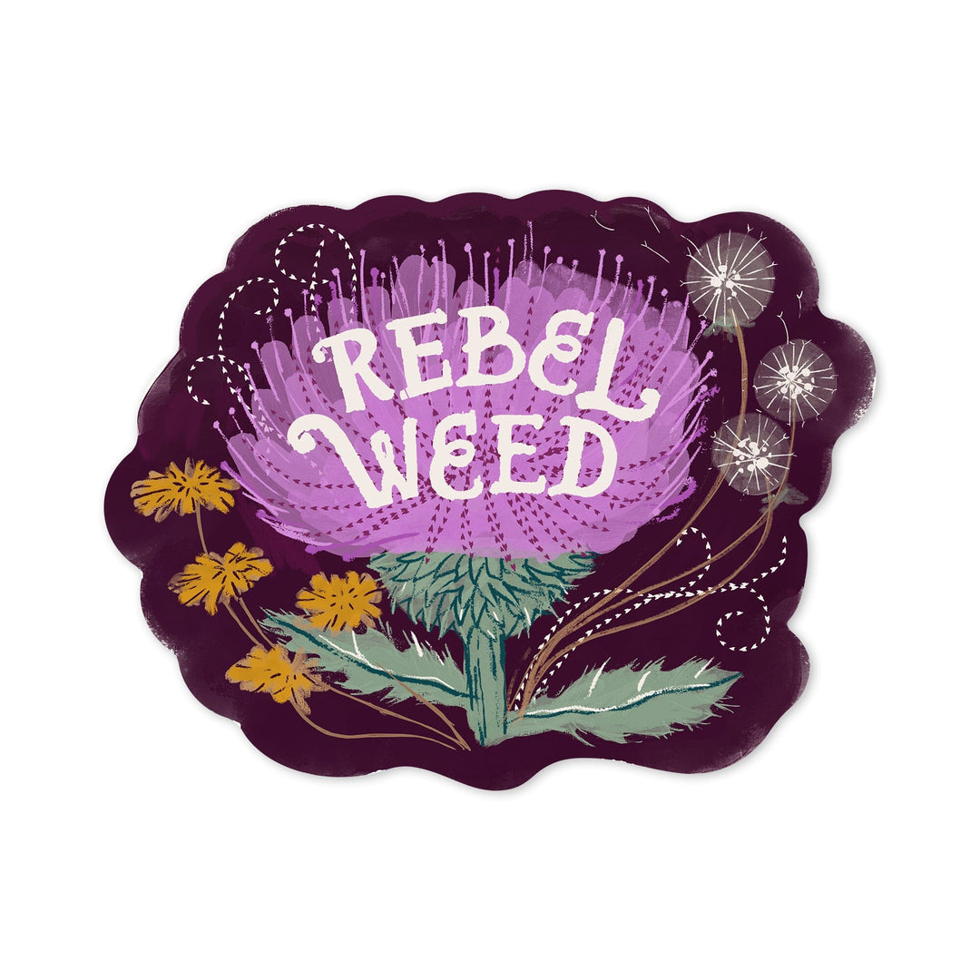 Nature's Beauty Series, Rebel Weed Flowers, Contour, Vinyl Sticker Sticker Lantern Press