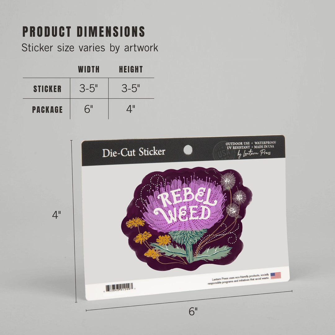 Nature's Beauty Series, Rebel Weed Flowers, Contour, Vinyl Sticker Sticker Lantern Press