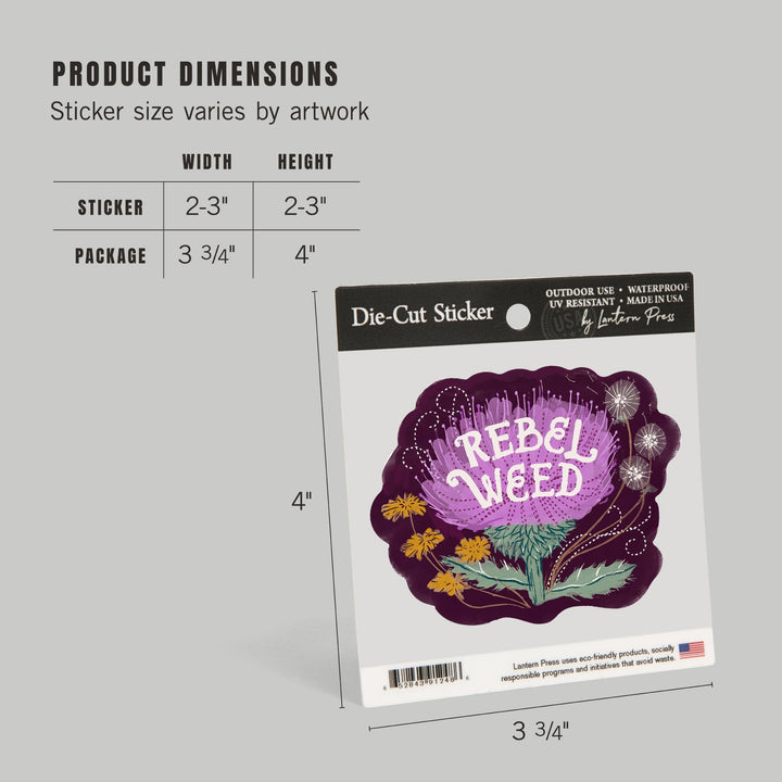 Nature's Beauty Series, Rebel Weed Flowers, Contour, Vinyl Sticker Sticker Lantern Press