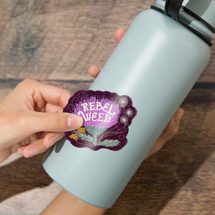 Nature's Beauty Series, Rebel Weed Flowers, Contour, Vinyl Sticker Sticker Lantern Press