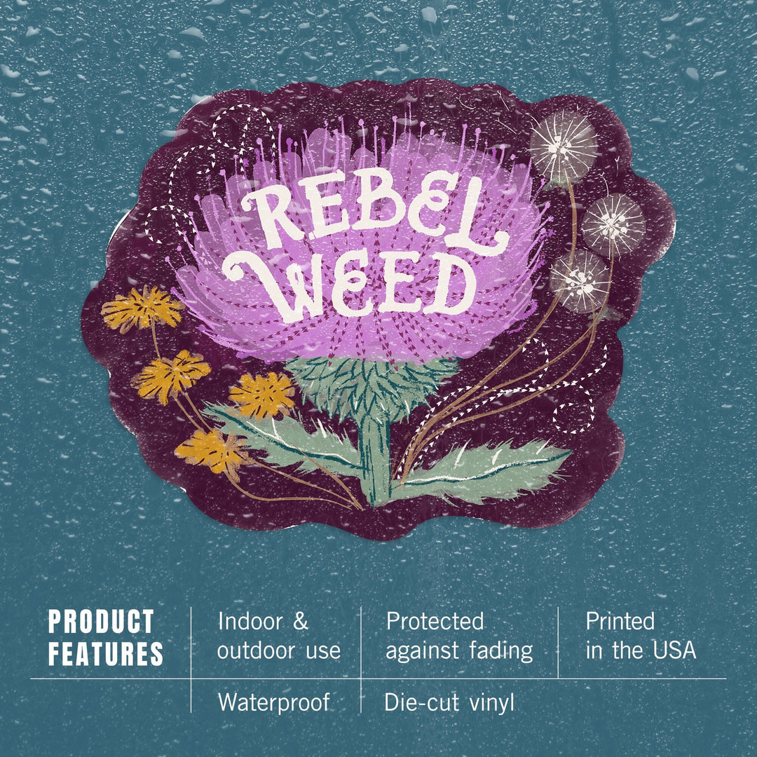 Nature's Beauty Series, Rebel Weed Flowers, Contour, Vinyl Sticker Sticker Lantern Press