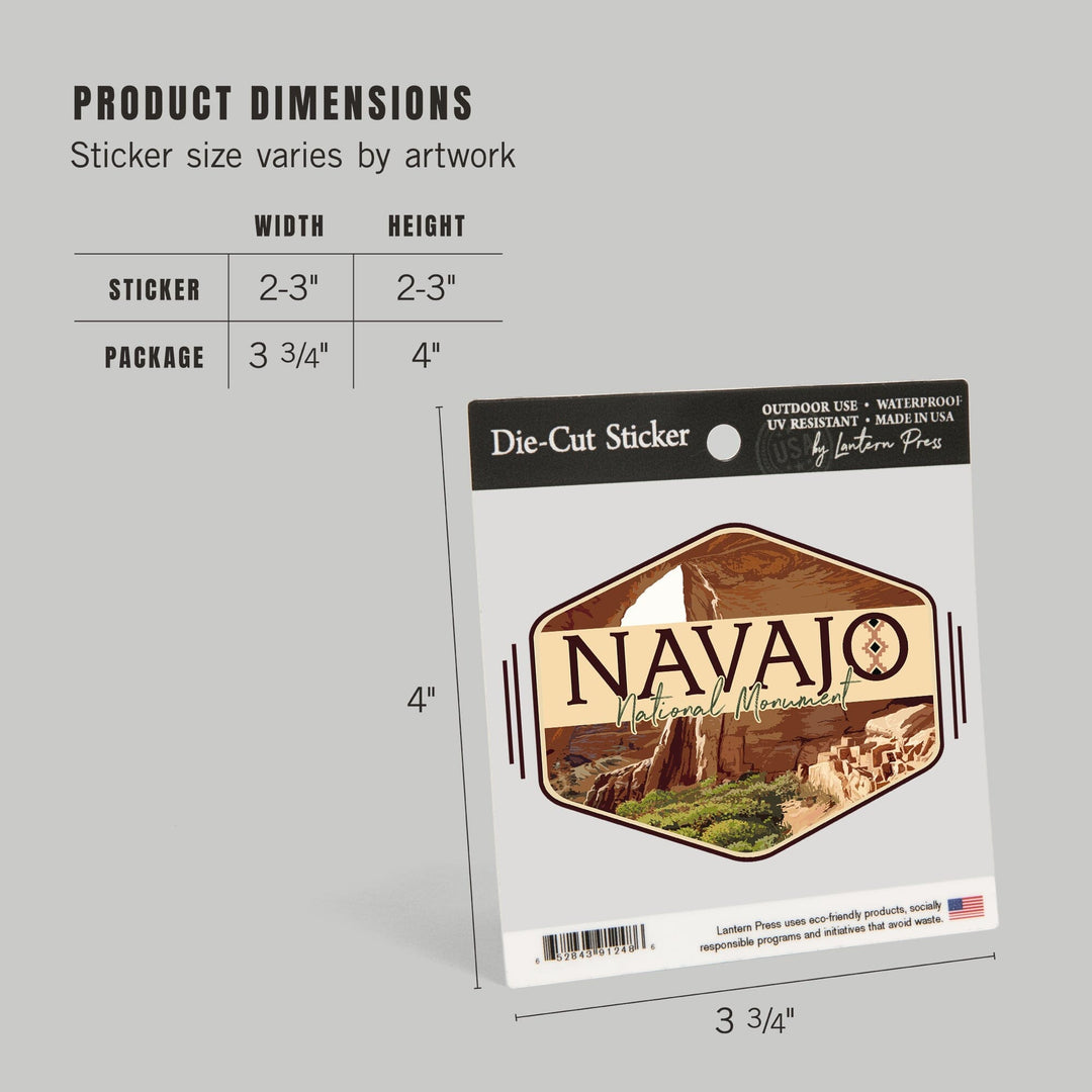 Navajo National Monument, Contour, Betatakin, Lantern Press Artwork, Vinyl Sticker Sticker Lantern Press