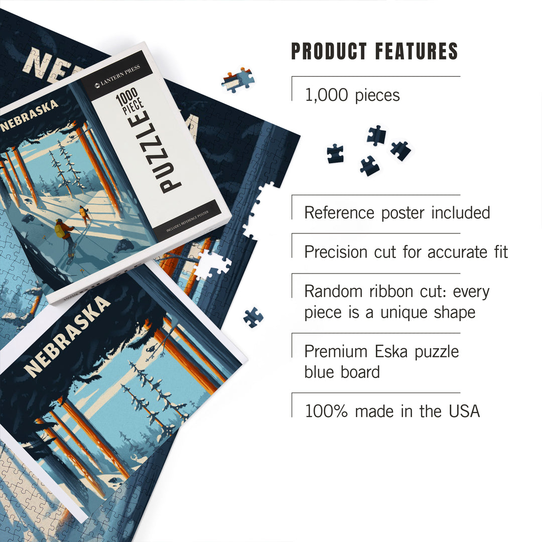 Nebraska, Better on Foot, Snowshoeing, Jigsaw Puzzle Puzzle Lantern Press