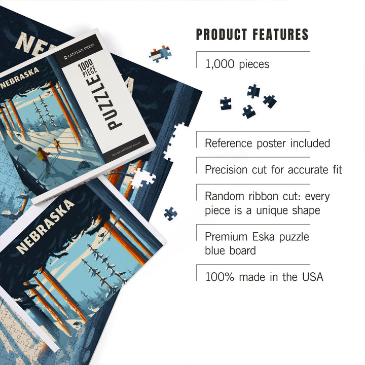 Nebraska, Better on Foot, Snowshoeing, Jigsaw Puzzle Puzzle Lantern Press