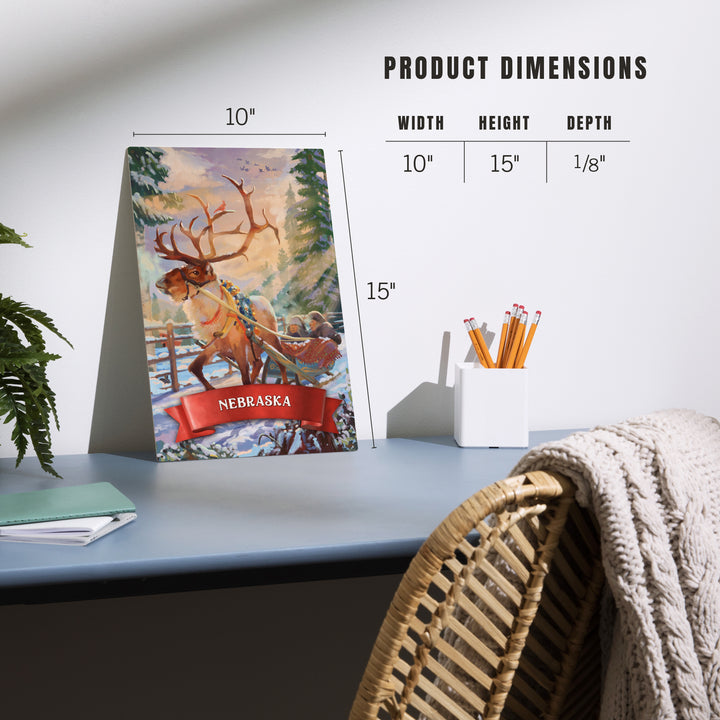 Nebraska, Christmas Sleigh Ride, Wood Signs and Postcards Wood Lantern Press