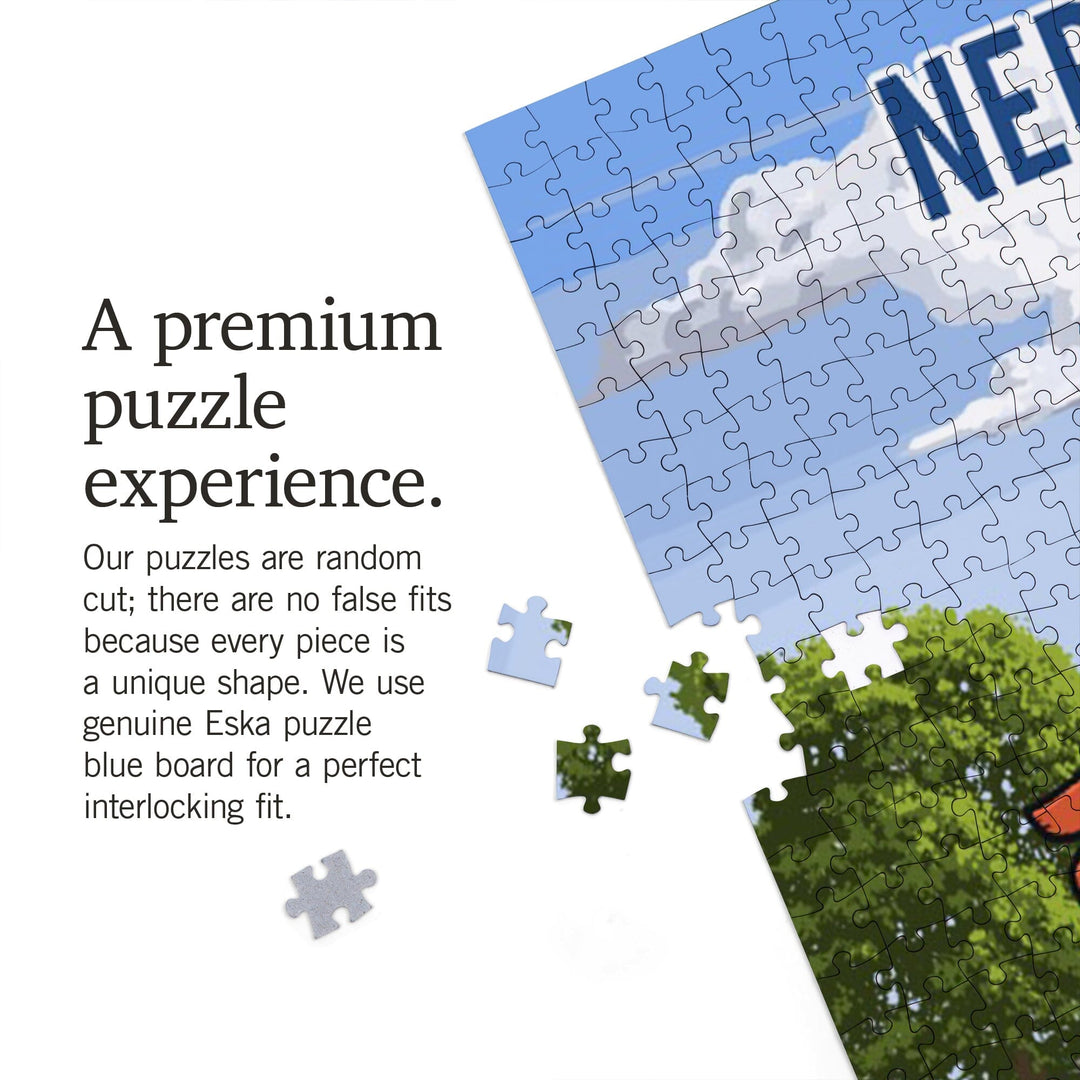 Nebraska, Signpost, Orchard, Jigsaw Puzzle Puzzle Lantern Press
