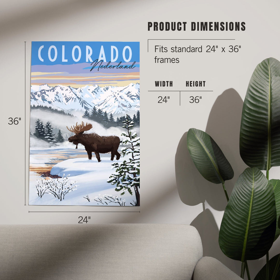 Nederland, Colorado, Moose, Winter Scene, Art & Giclee Prints Art Lantern Press