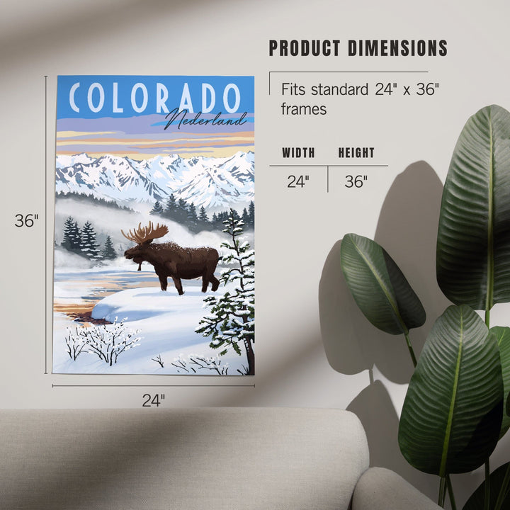 Nederland, Colorado, Moose, Winter Scene, Art & Giclee Prints Art Lantern Press