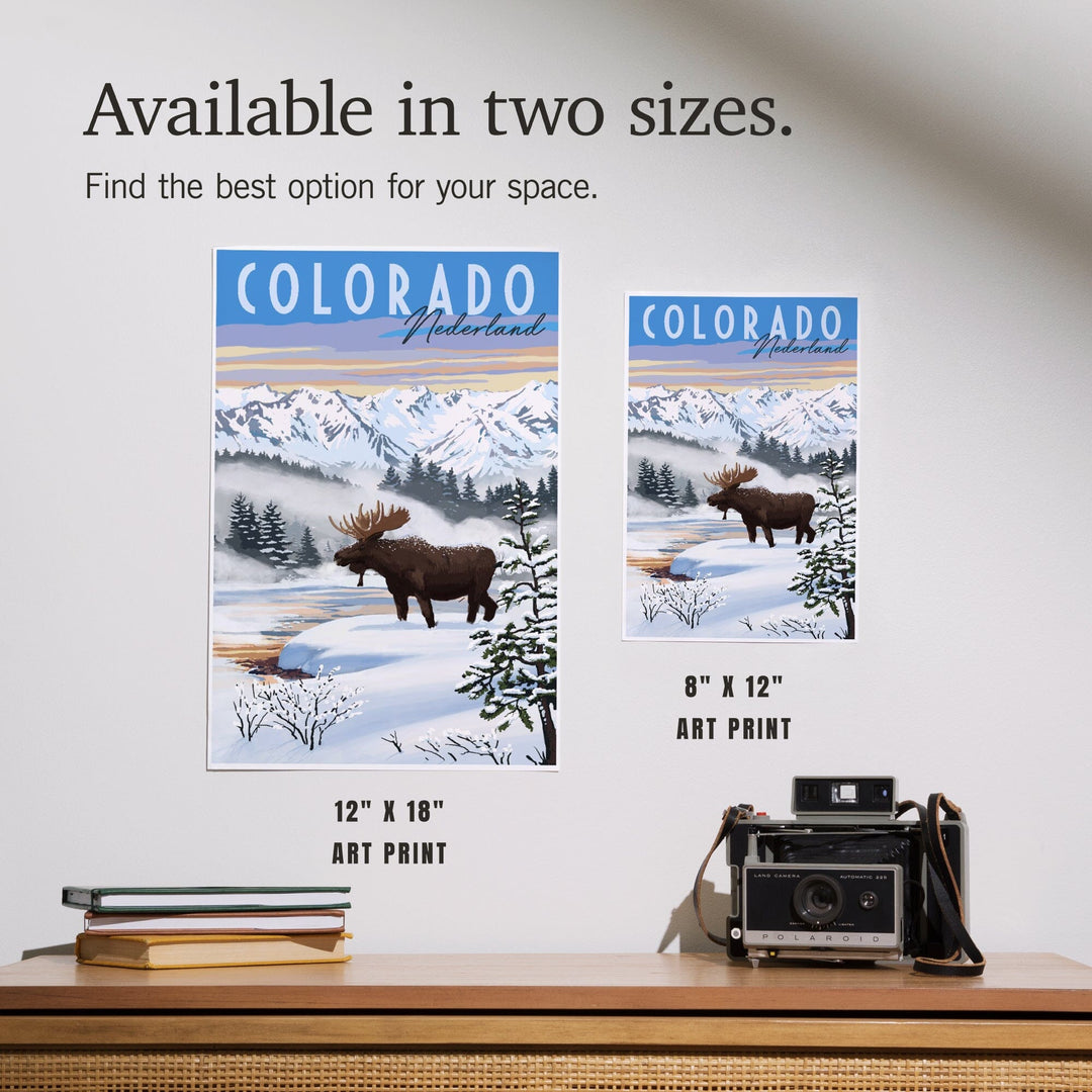 Nederland, Colorado, Moose, Winter Scene, Art & Giclee Prints Art Lantern Press