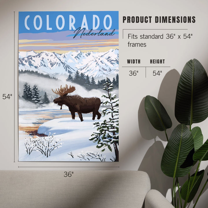 Nederland, Colorado, Moose, Winter Scene, Art & Giclee Prints Art Lantern Press