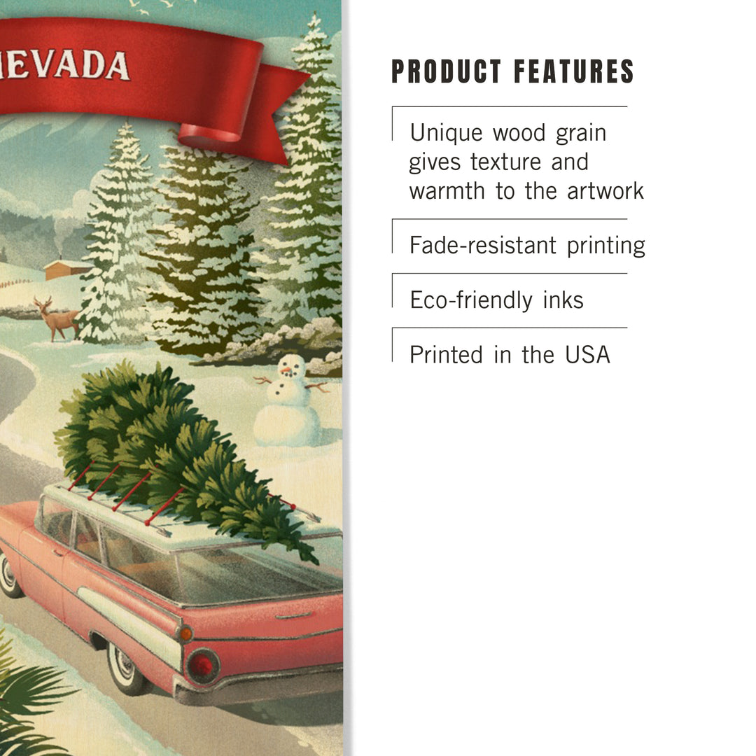 Nevada, Christmas Holiday Tradition, Wood Signs and Postcards Wood Lantern Press