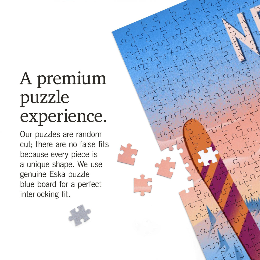 Nevada, Prepare for Takeoff, Skis in Snowbank, Jigsaw Puzzle Puzzle Lantern Press