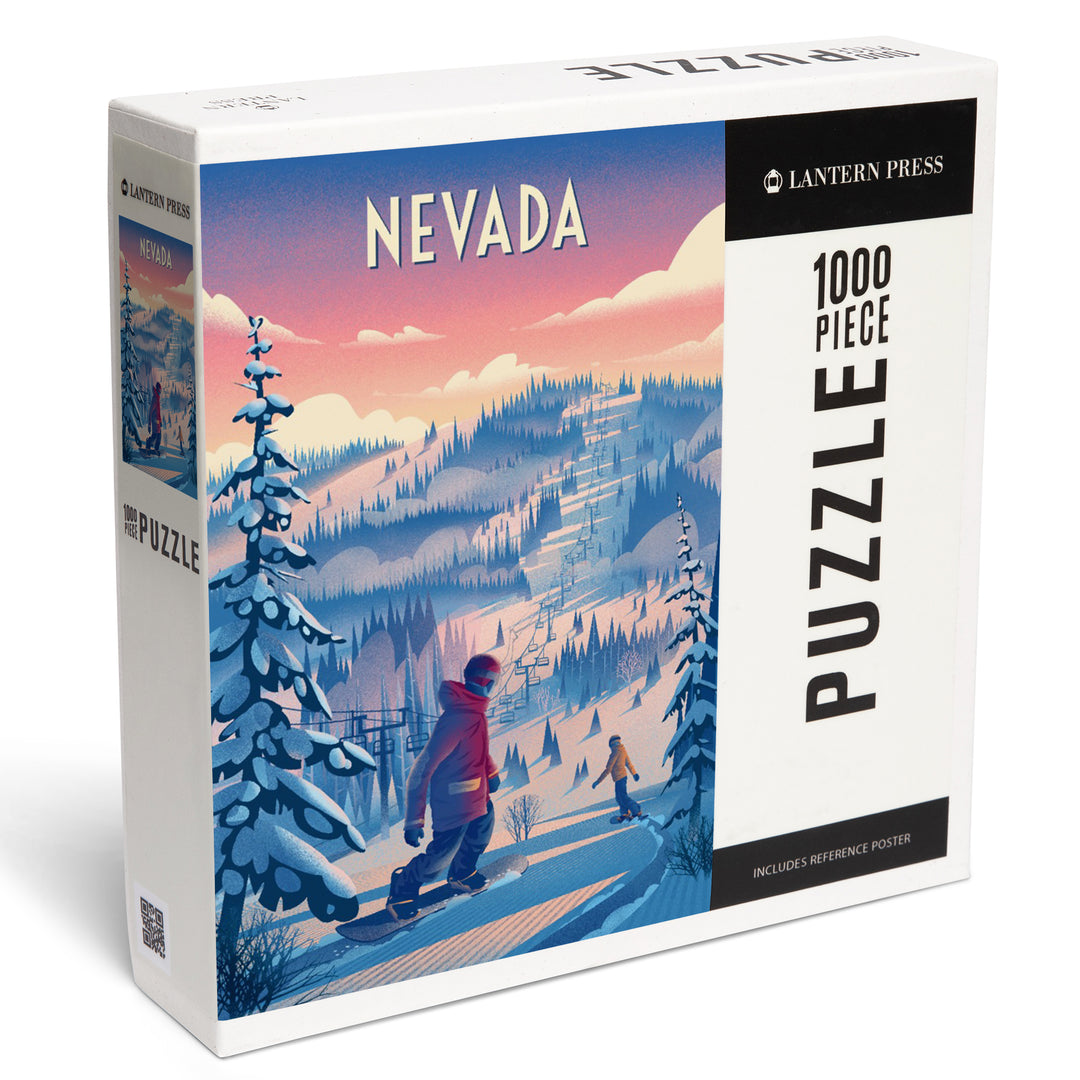 Nevada, Shred the Gnar, Snowboarding, Jigsaw Puzzle Puzzle Lantern Press