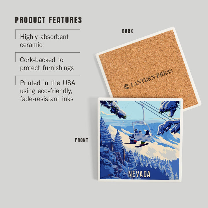 Nevada, Ski Lift Above The Trees, Coasters Coasters Lantern Press