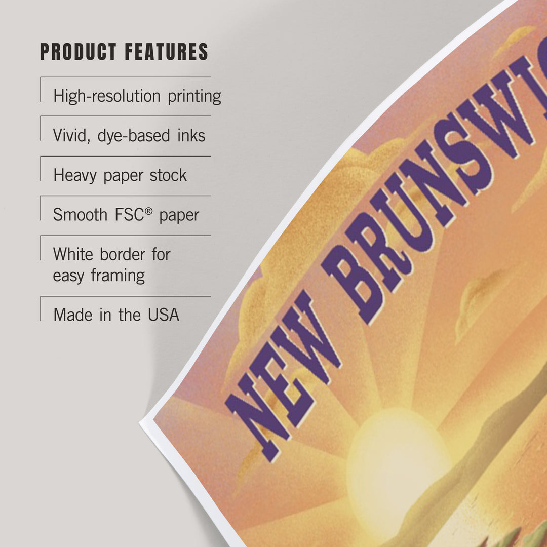 New Brunswick, Lithograph, Bear and Spring Flowers, Lake, Art & Giclee Prints Art Lantern Press