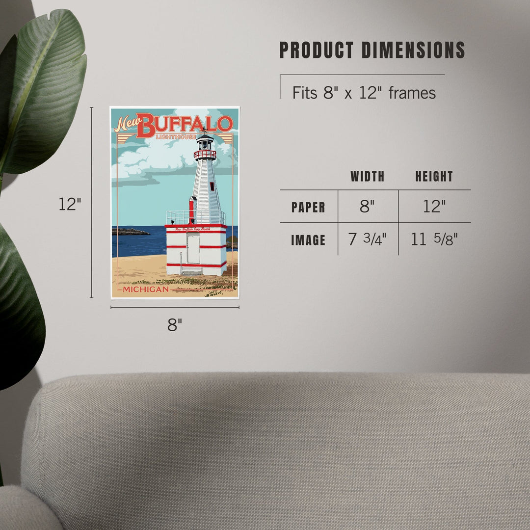 New Buffalo, Michigan, New Buffalo Lighthouse, Art & Giclee Prints Art Lantern Press