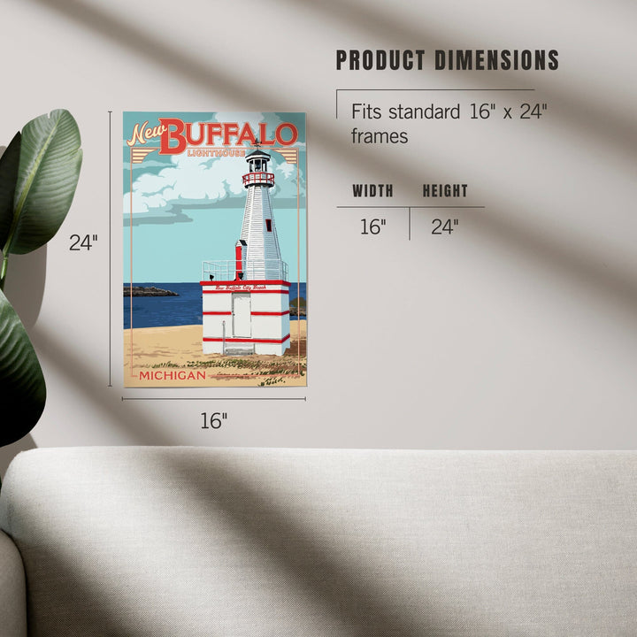 New Buffalo, Michigan, New Buffalo Lighthouse, Art & Giclee Prints Art Lantern Press