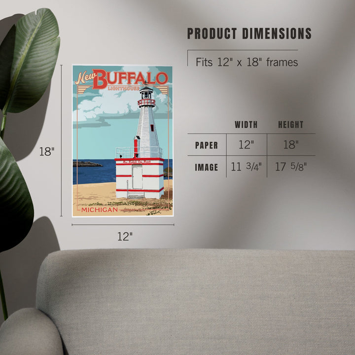 New Buffalo, Michigan, New Buffalo Lighthouse, Art & Giclee Prints Art Lantern Press